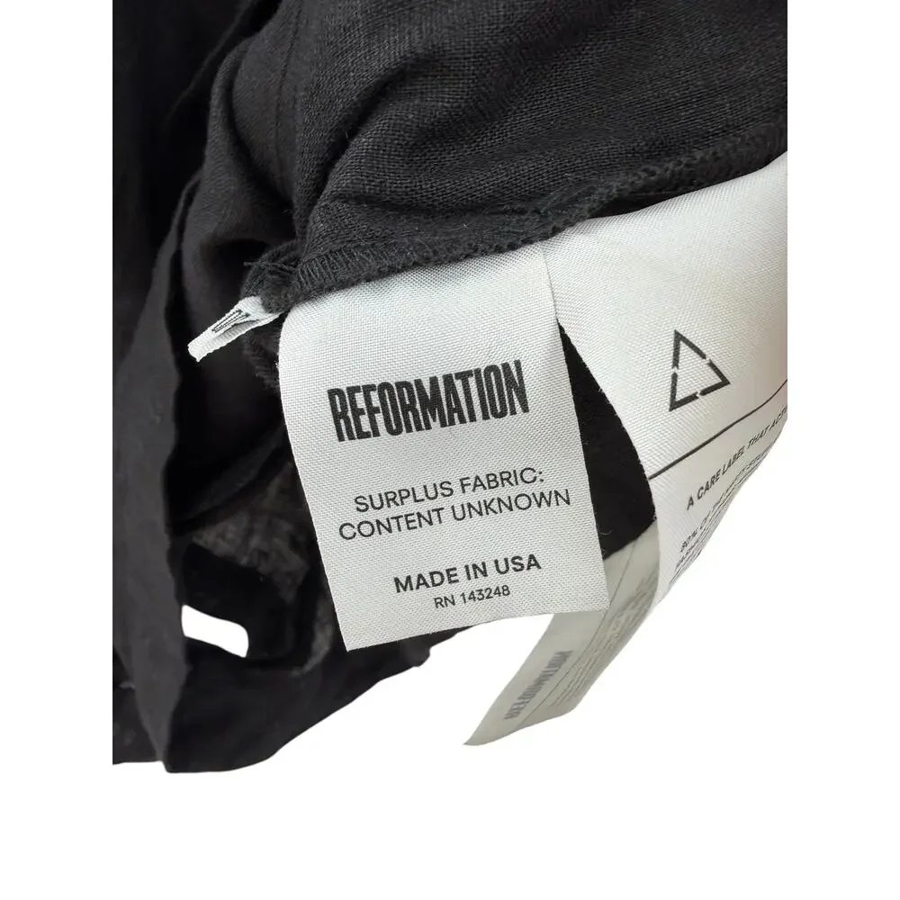 Reformation Blanca Linen Romper Black Button‎ Front Sleeveless Size 00